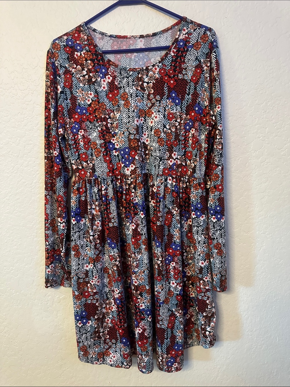 Long Sleeve Floral Swing Dress